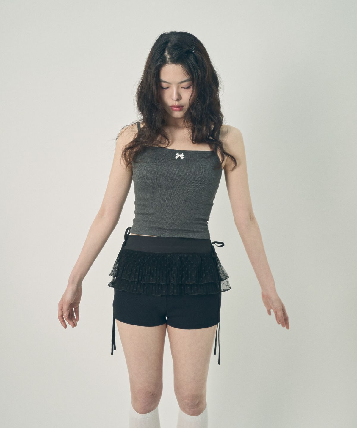 미헤브(MIHEV) 레이어드 폴카 도트 레이스 스커트
