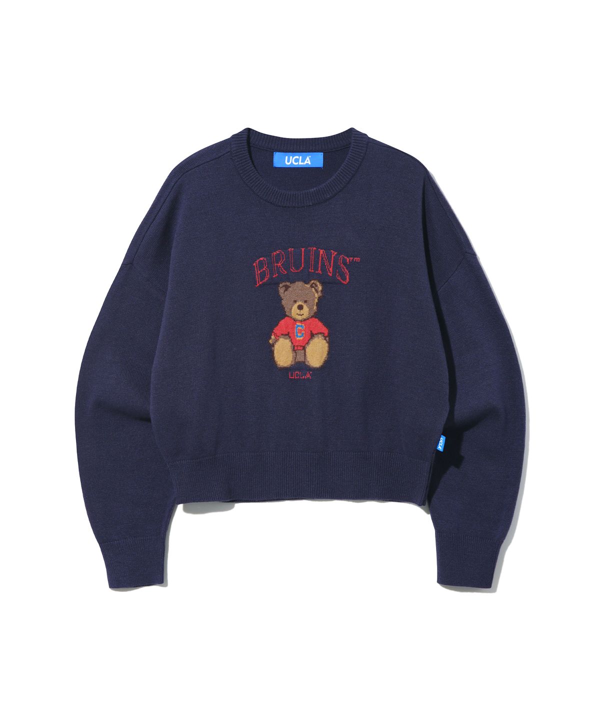 유씨엘에이(UCLA) 여성 일러스트 쟈가드 라운드넥 스웨터[NAVY](UB2LK83)