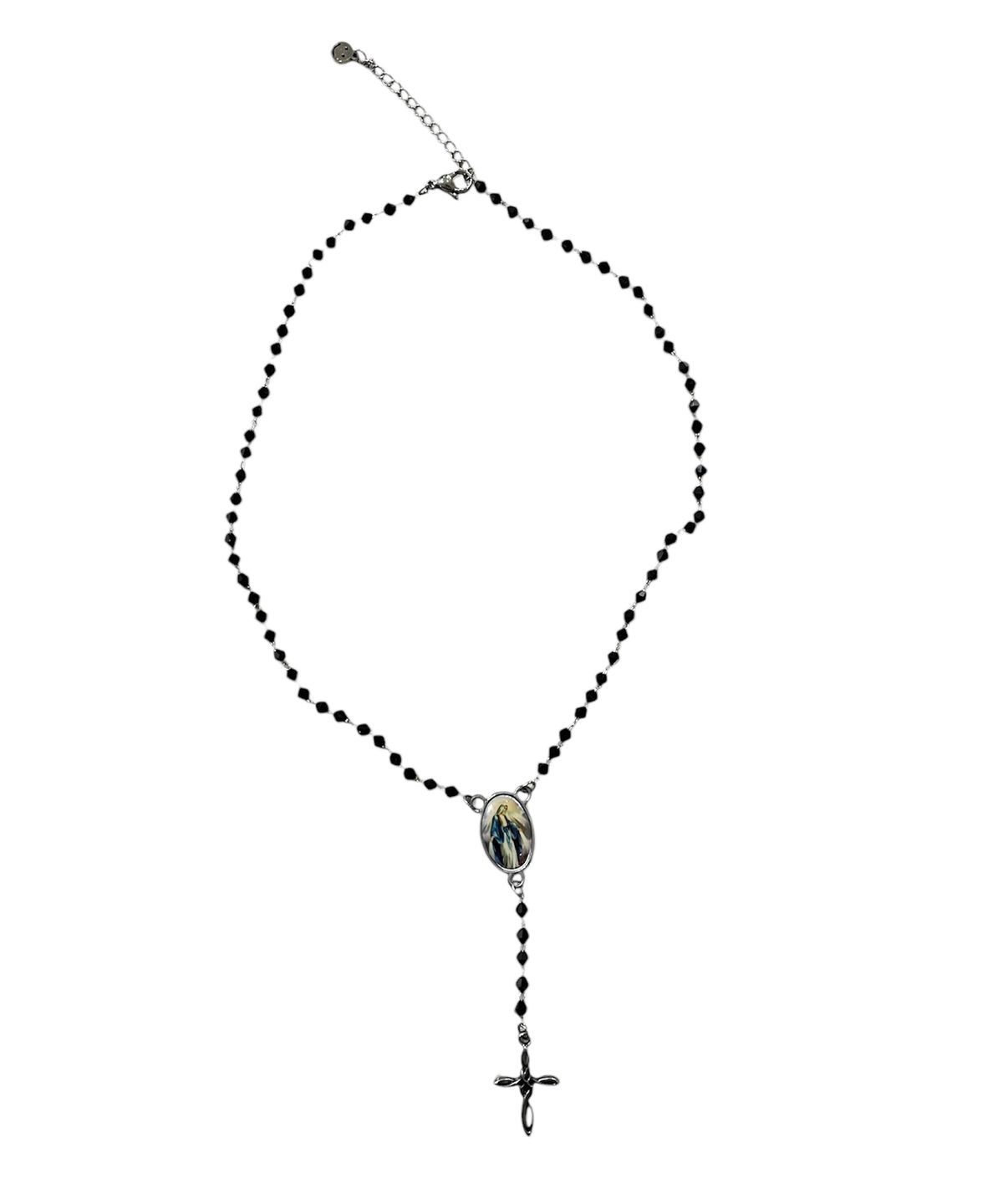 스케이터락(SK8ER ROCK) Black Beads Chain Rosary Necklace
