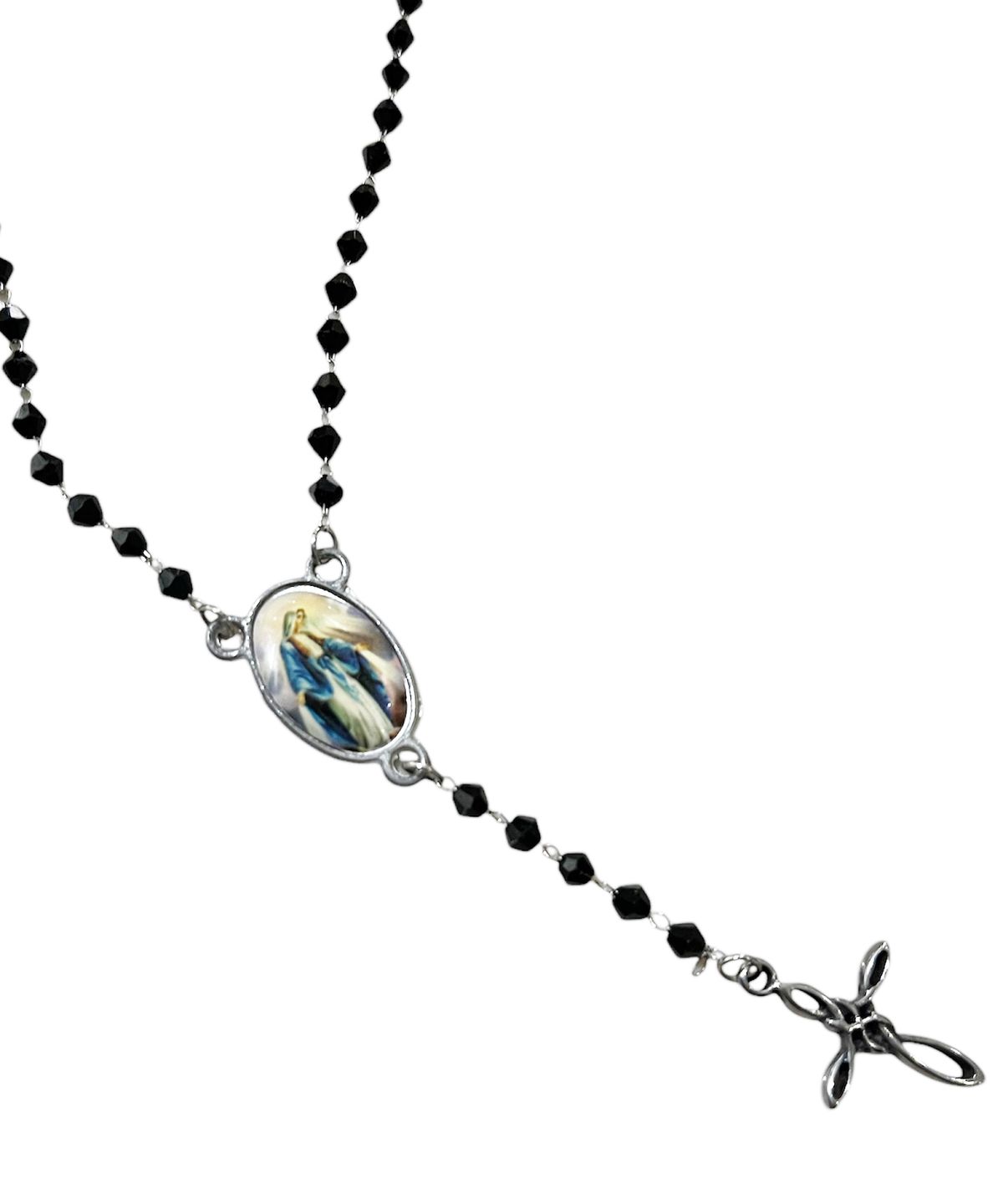 스케이터락(SK8ER ROCK) Black Beads Chain Rosary Necklace