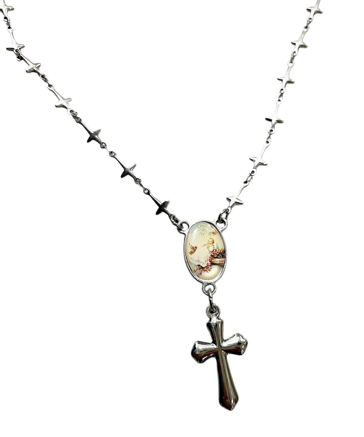 스케이터락(SK8ER ROCK) Cross Chain Rosary Surgical Steel Necklace
