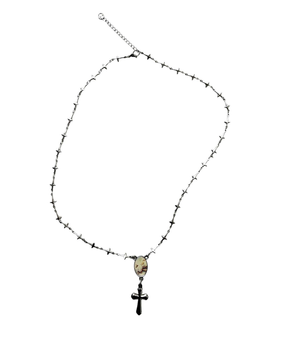스케이터락(SK8ER ROCK) Cross Chain Rosary Surgical Steel Necklace