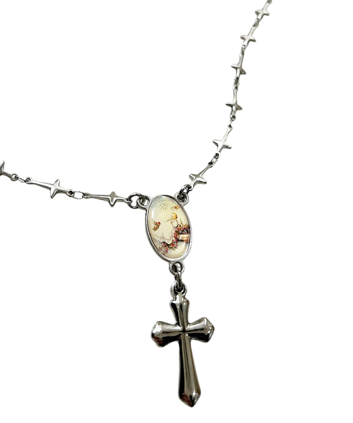 스케이터락(SK8ER ROCK) Cross Chain Rosary Surgical Steel Necklace