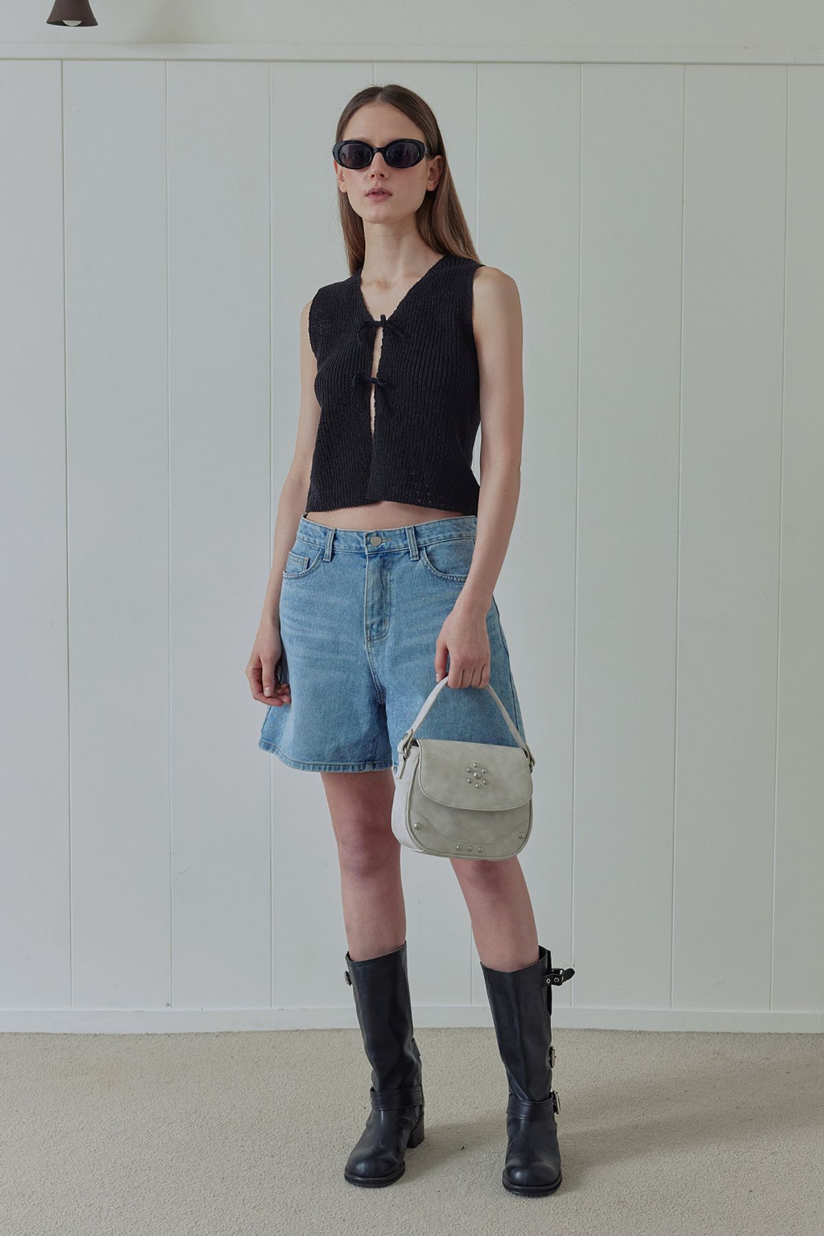 애프터아워즈(AFTERHOURS) PUNCHED KNIT VEST (BLACK)