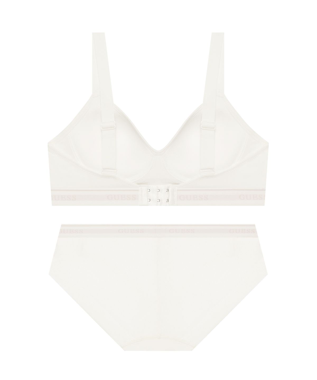 게스언더웨어(GUESS UNDERWEAR) 에어로쿨 이지푸시 노와이어 브라 팬티 세트 - 크림