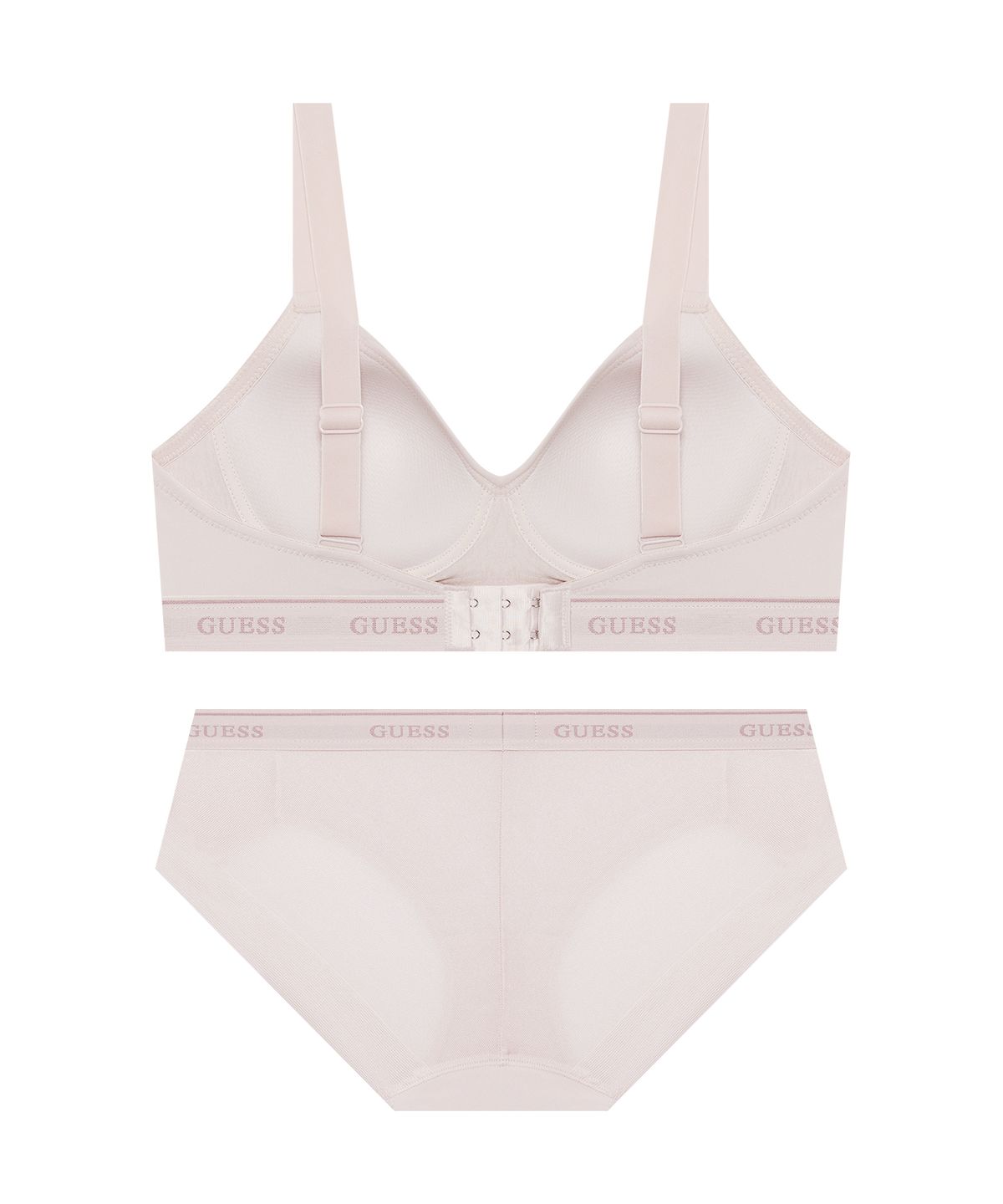 게스언더웨어(GUESS UNDERWEAR) 에어로쿨 이지푸시 노와이어 브라 팬티 세트 - 라이트베이지