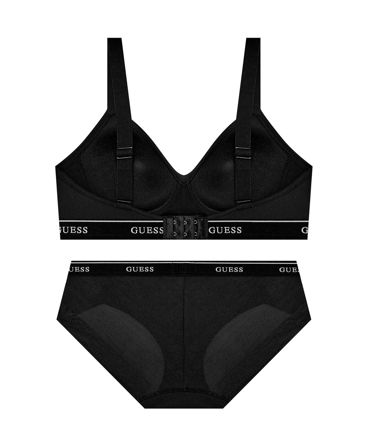 게스언더웨어(GUESS UNDERWEAR) 에어로쿨 이지푸시 노와이어 브라 팬티 세트 - 블랙