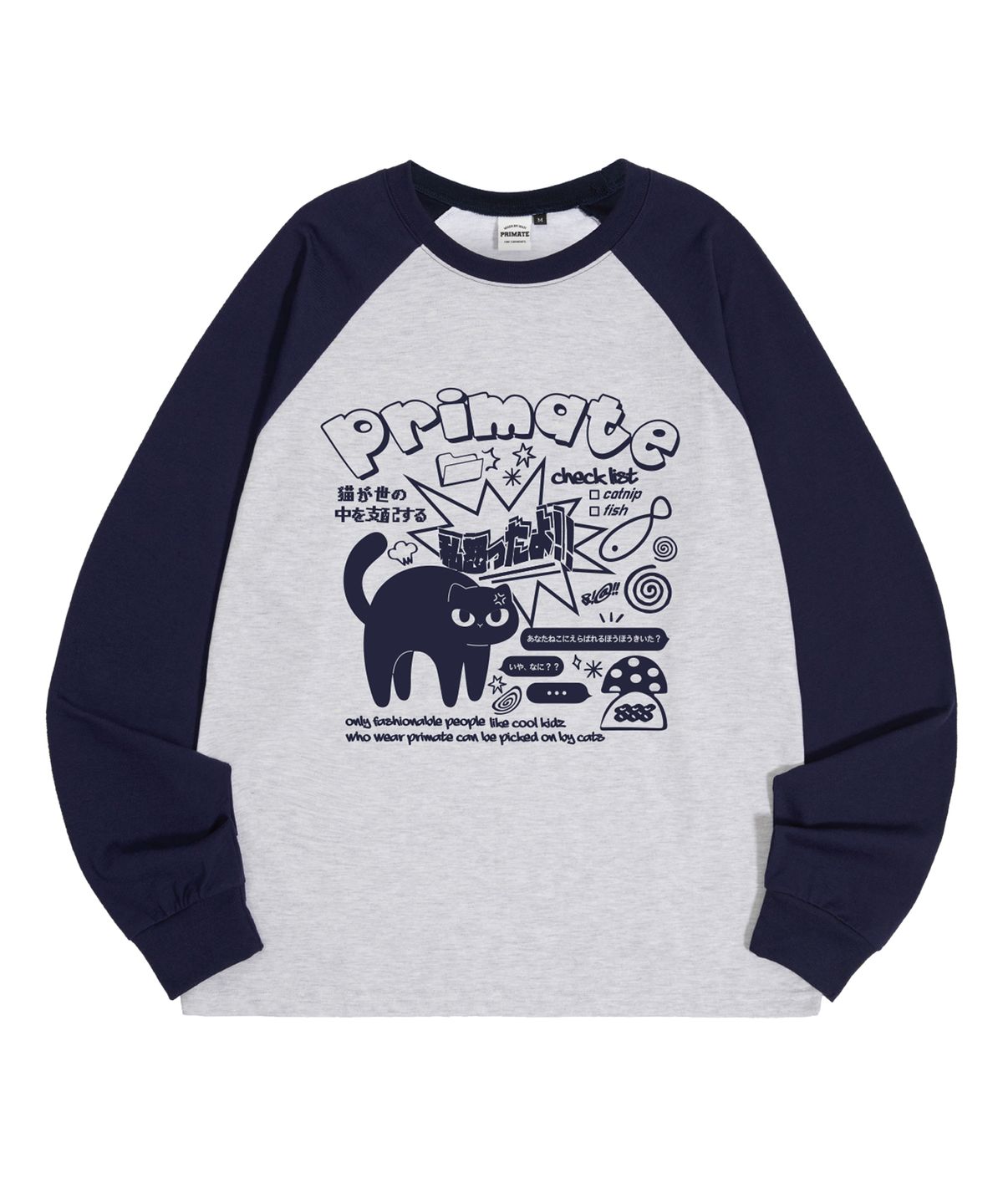 프라임에이트(PRIMATE) MAD CAT 오버핏 래글런 롱 슬리브 5 COLORS