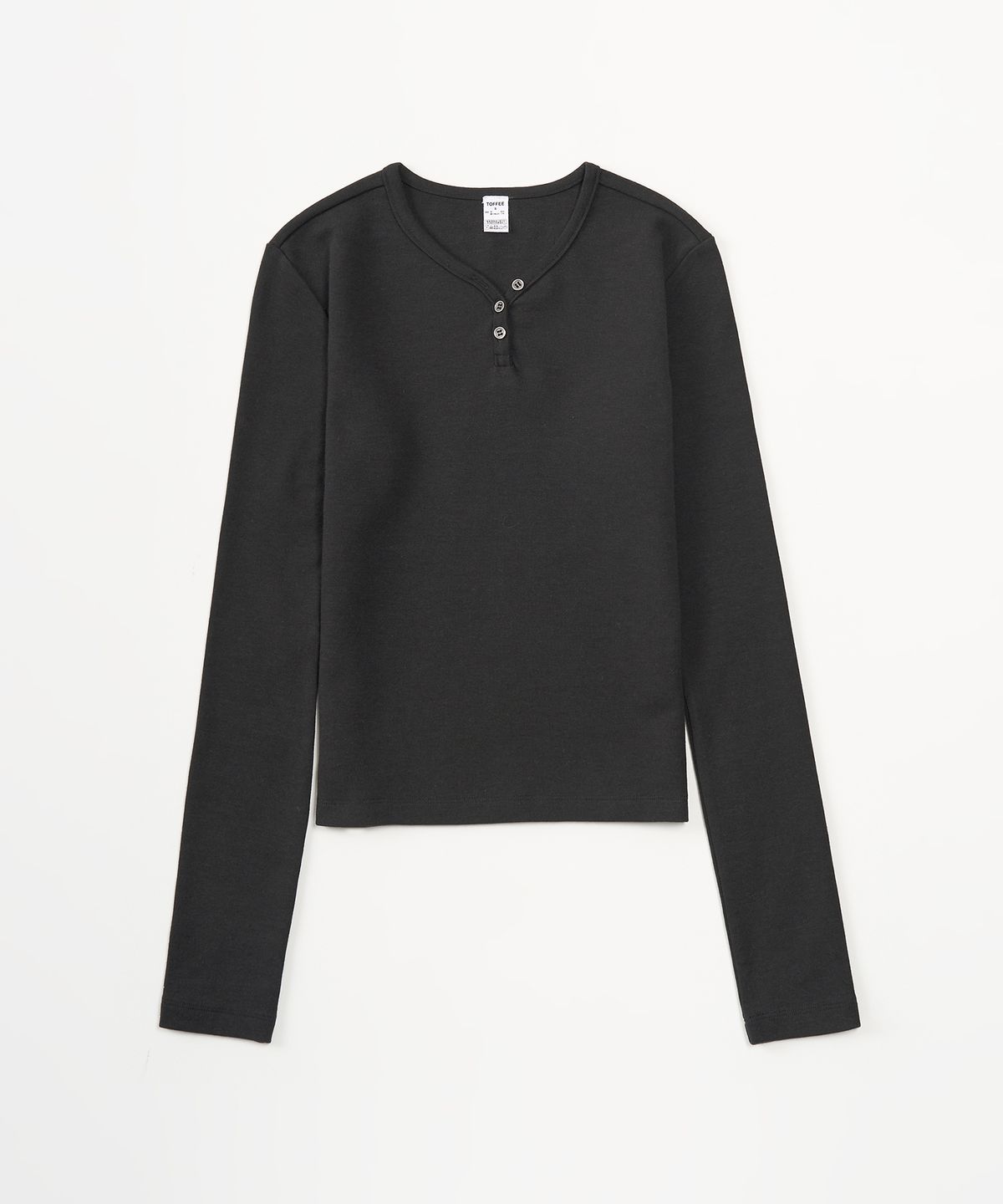 토피 우먼(TOFFEE WOMEN) W 라운드 넥 버튼 티셔츠 (BLACK)