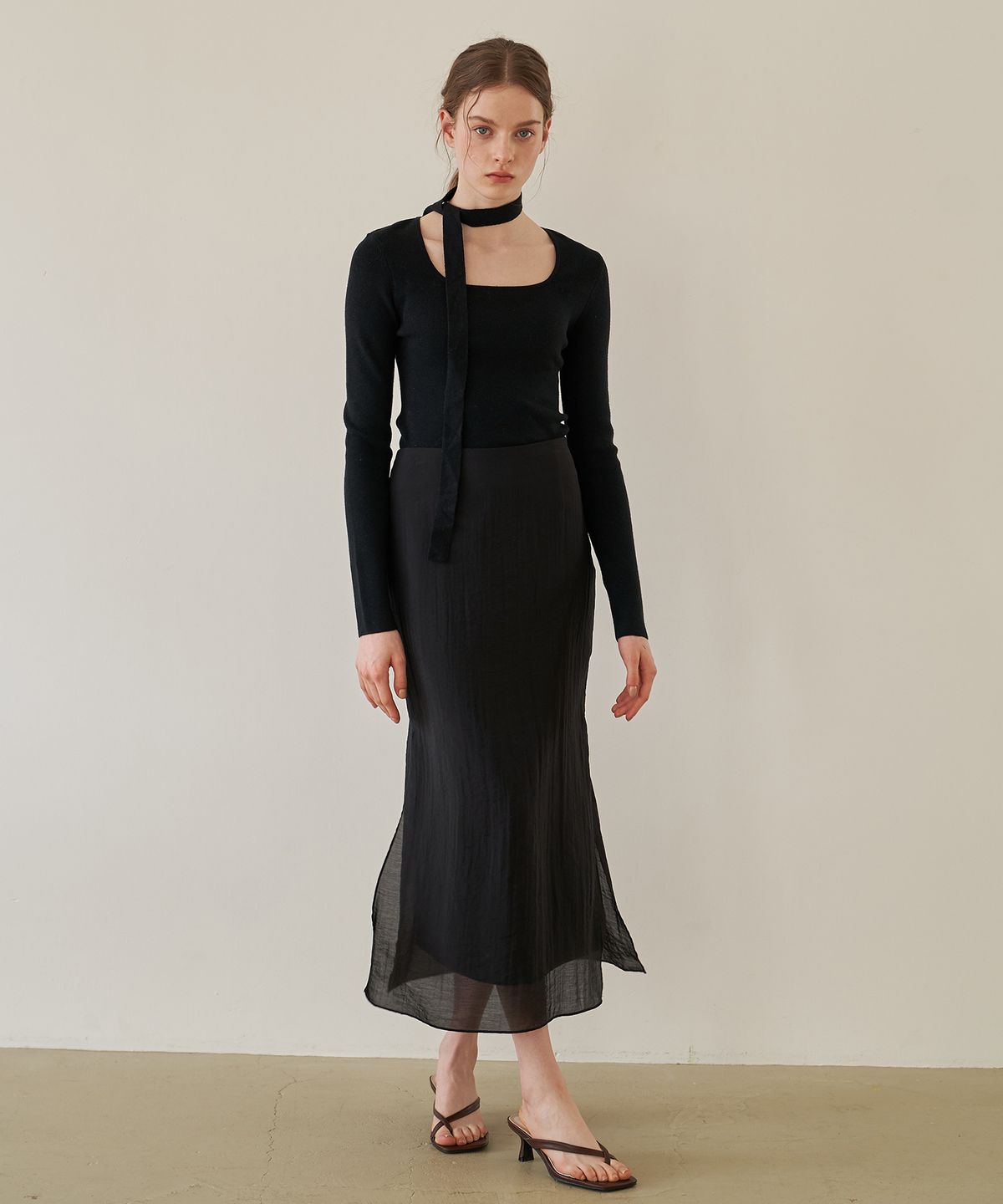 플로브(FLOVE) [S~XL] SHEER SKIRT VERSION 2 (BK)