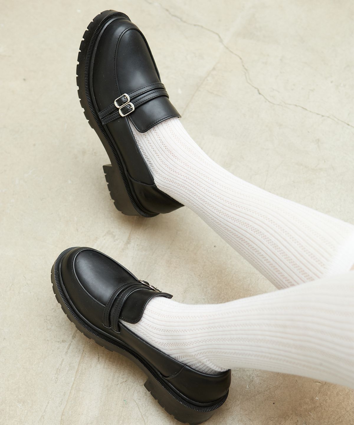커스텀에이드 우먼(CUSTOMADE WOMAN) 4.5cm 투 버클 플랫폼 로퍼 엠버(CW0084BK)