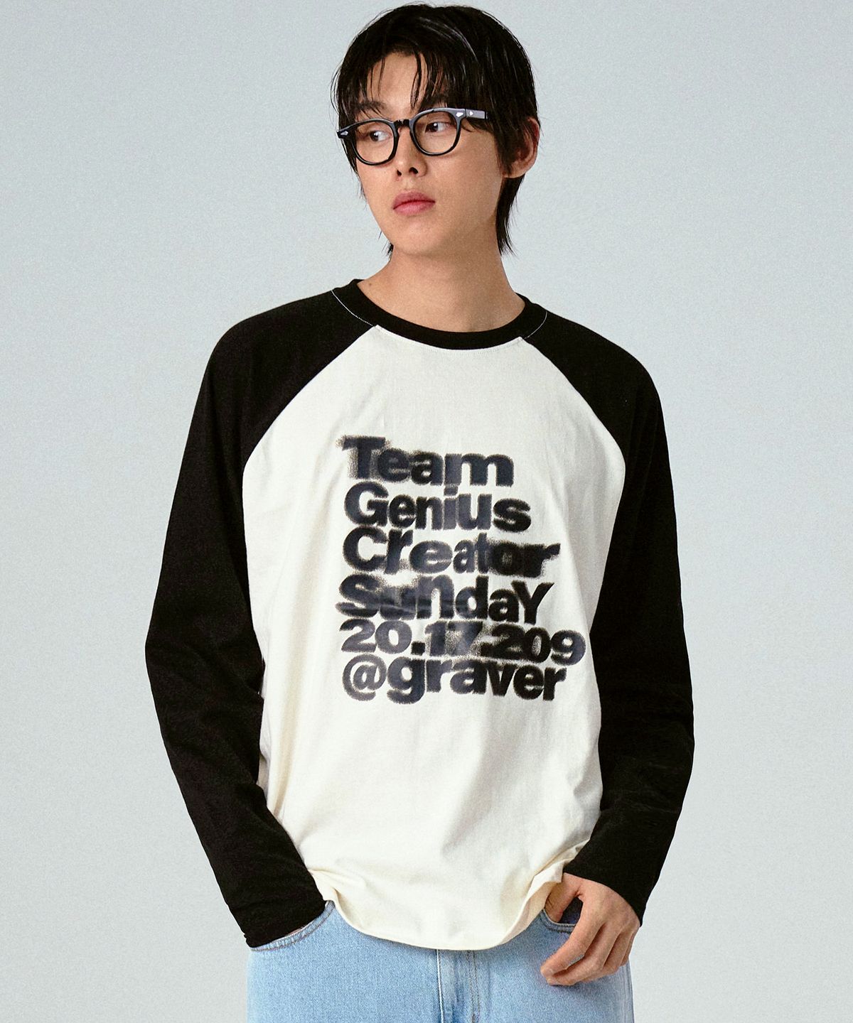 그레이버(GRAVER) [UNISEX]GT_DUSTY 빈티지 래글런 롱슬리브 티셔츠_3color