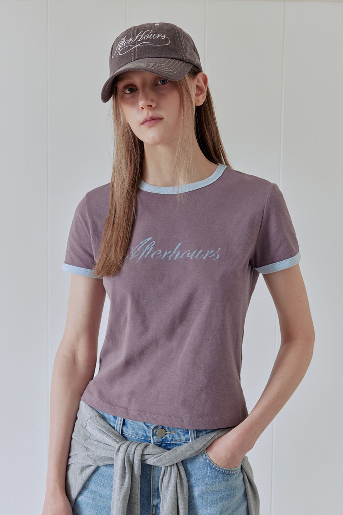 애프터아워즈(AFTERHOURS) LOGO RINGER TEE (PLUM)