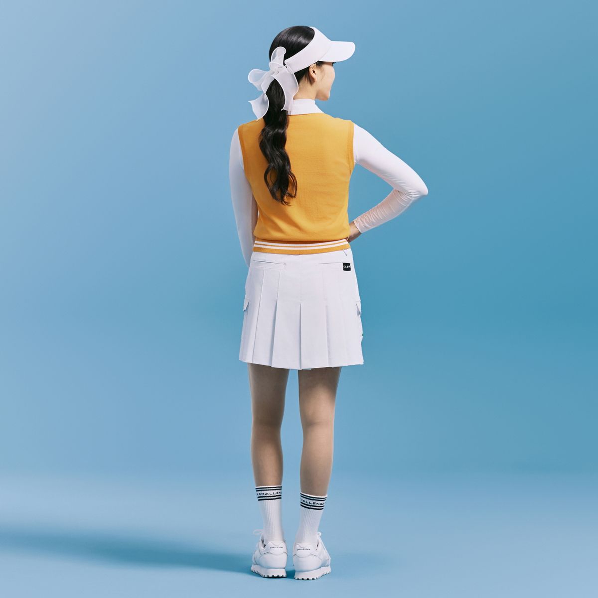 챌린저(CHALLENGER) 여성 플리츠 카고 포켓 큐롯 반바지 화이트