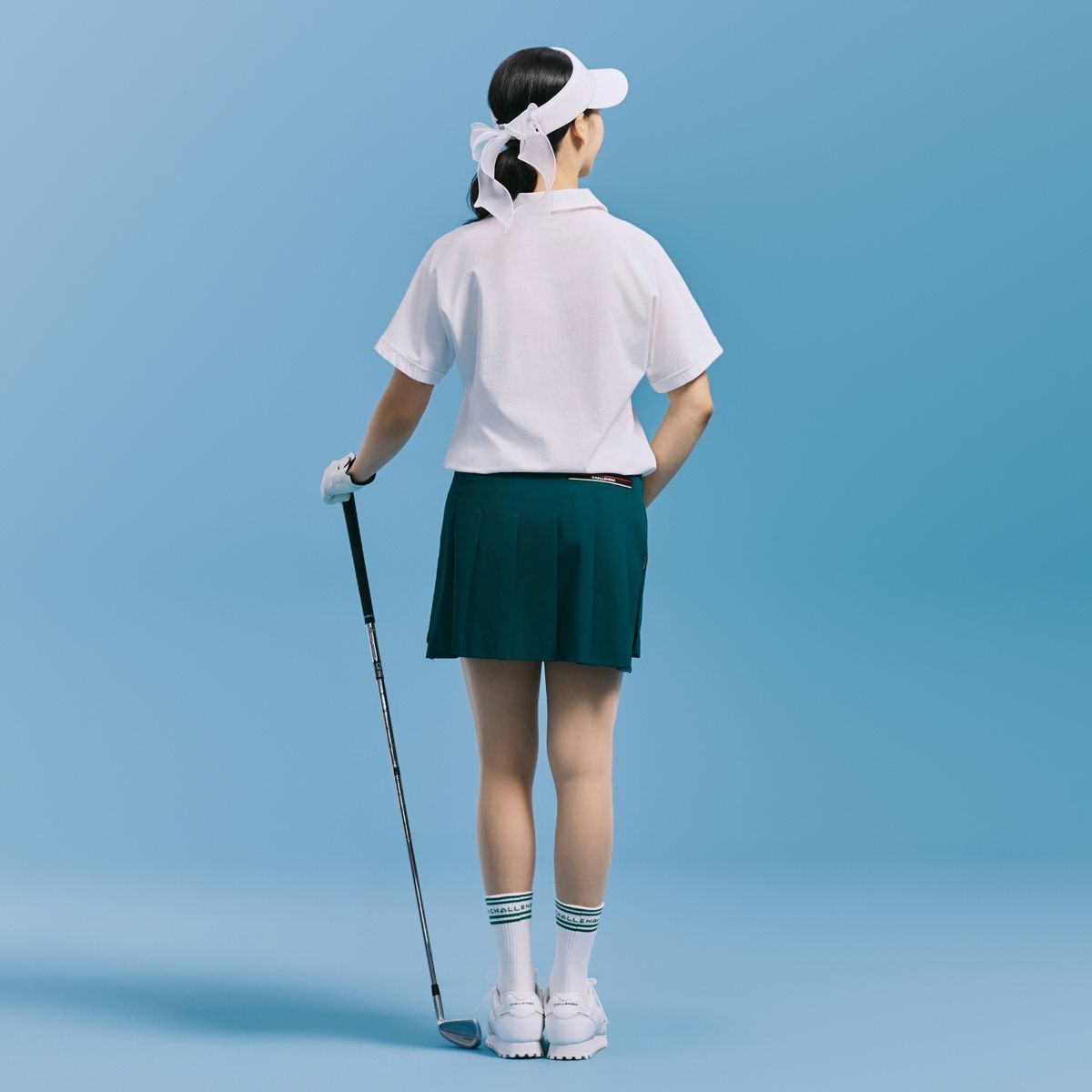 챌린저(CHALLENGER) 여성 A라인 언밸런스 플리츠 큐롯 다크그린