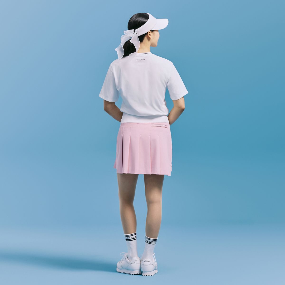 챌린저(CHALLENGER) 여성 A라인 언밸런스 플리츠 큐롯 핑크