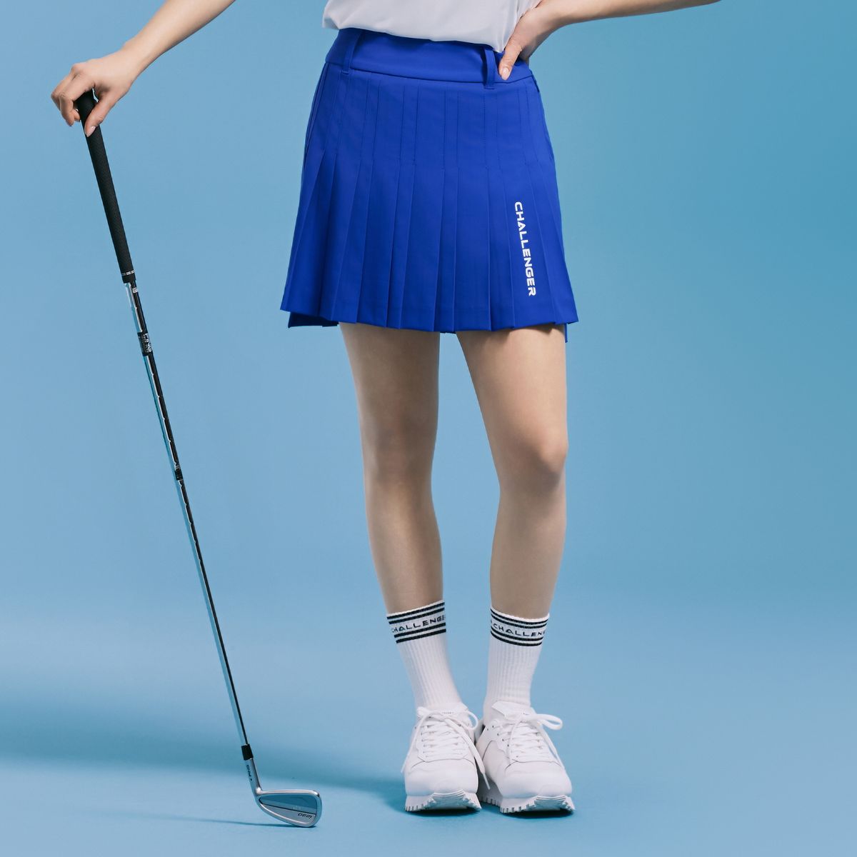 챌린저(CHALLENGER) 여성 배색 포인트 잔플리츠 큐롯 블루