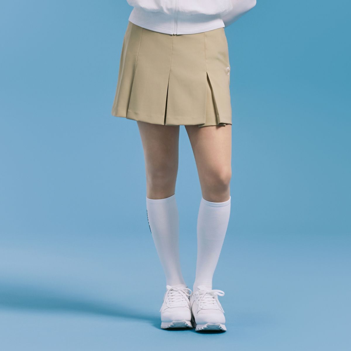 챌린저(CHALLENGER) 여성 컴포트 와이드 밴드 플리츠 큐롯 베이지