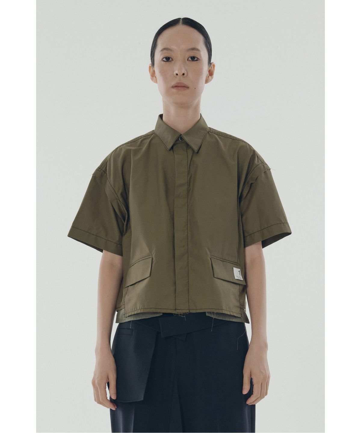 래코드(RECODE) Out Pocket Crop Shirt