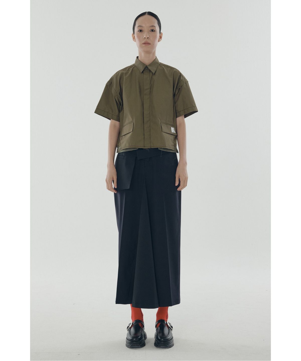 래코드(RECODE) Out Pocket Crop Shirt