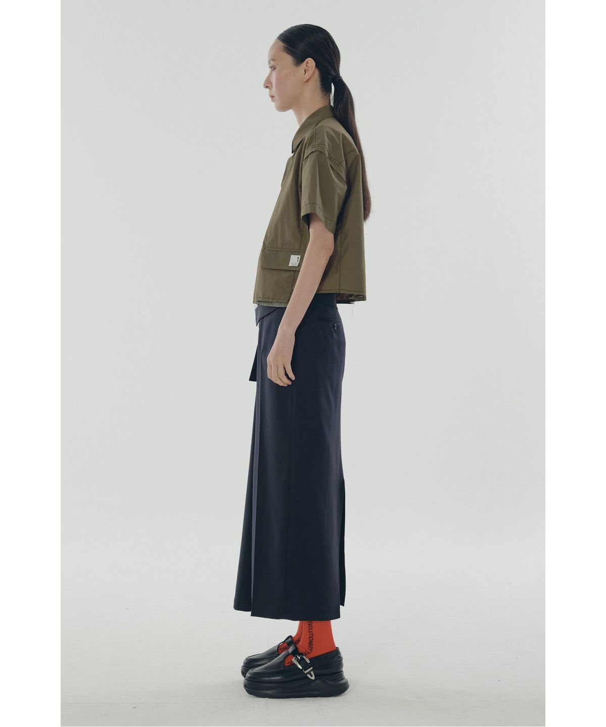 래코드(RECODE) Out Pocket Crop Shirt