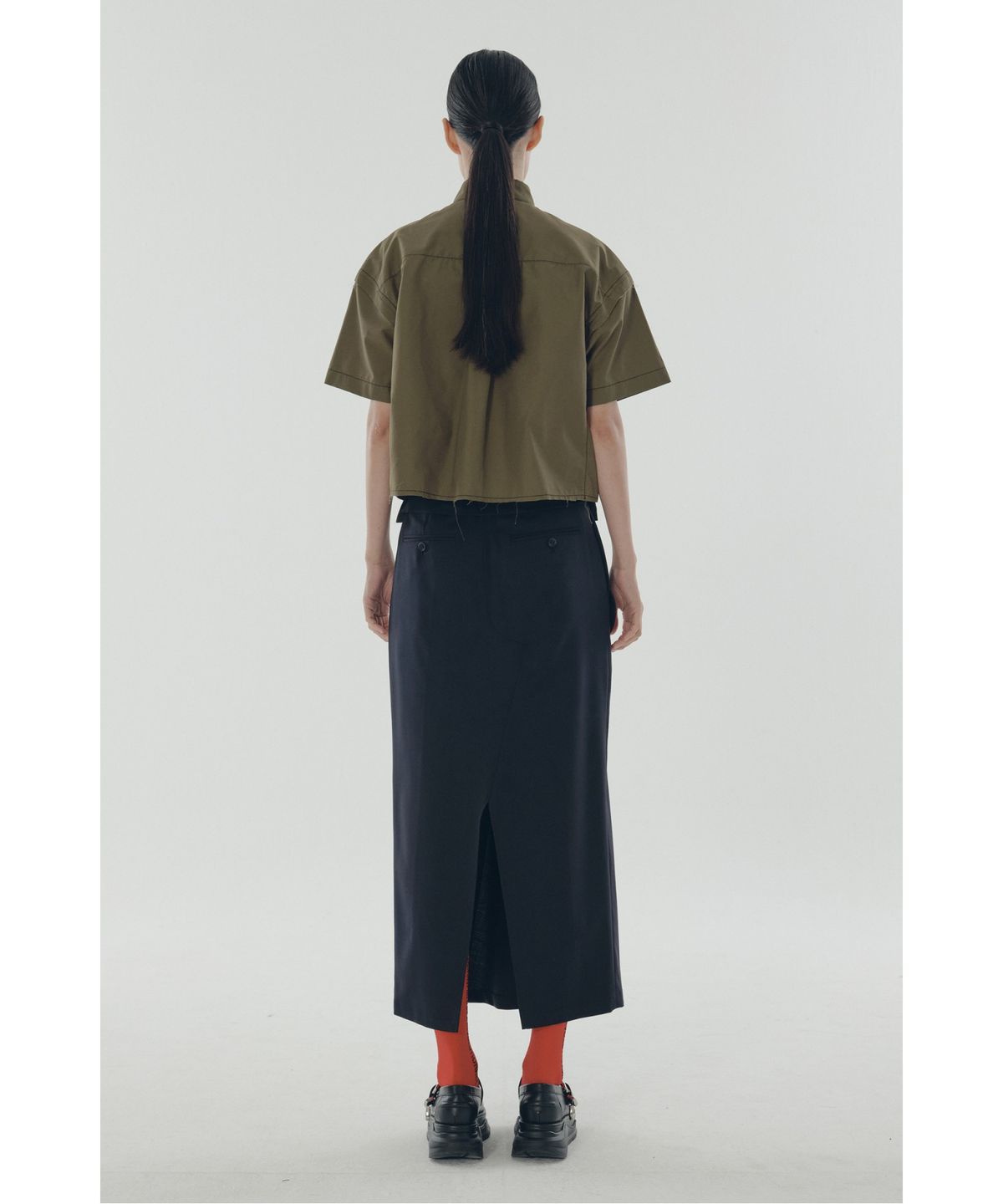 래코드(RECODE) Out Pocket Crop Shirt