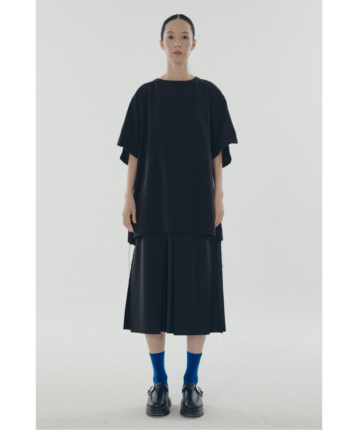 래코드(RECODE) A-Line Slit Pleats Lining Skirt