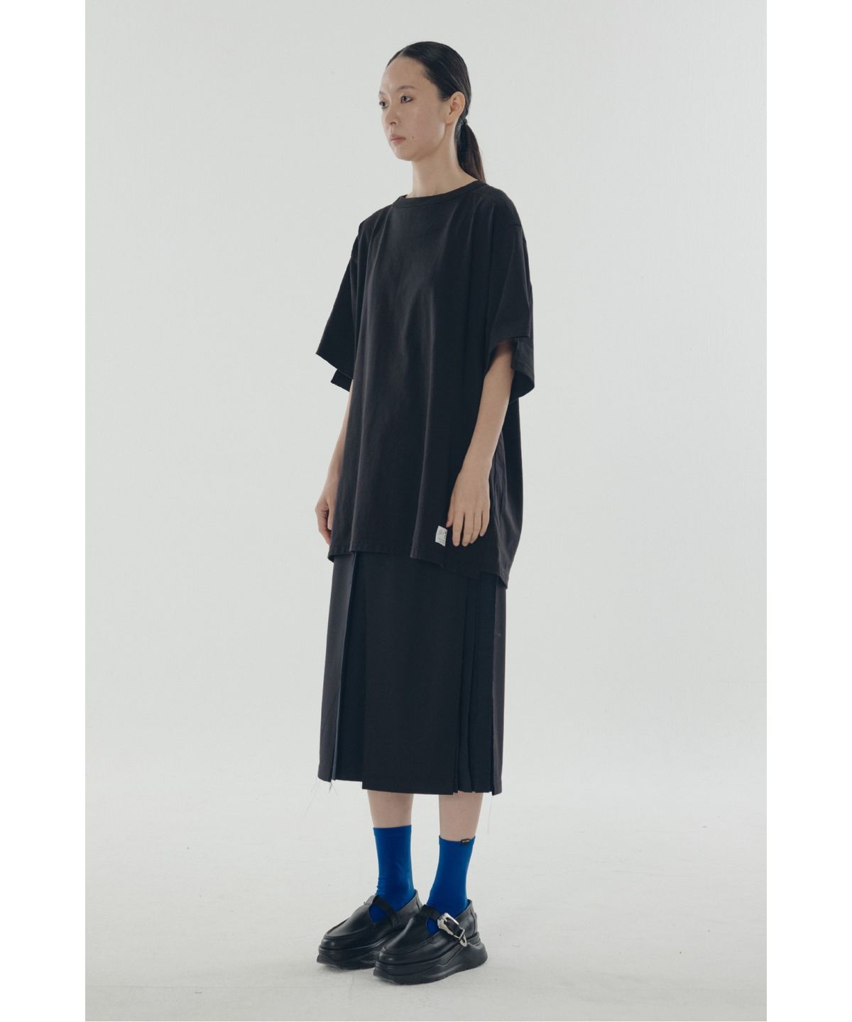 래코드(RECODE) A-Line Slit Pleats Lining Skirt