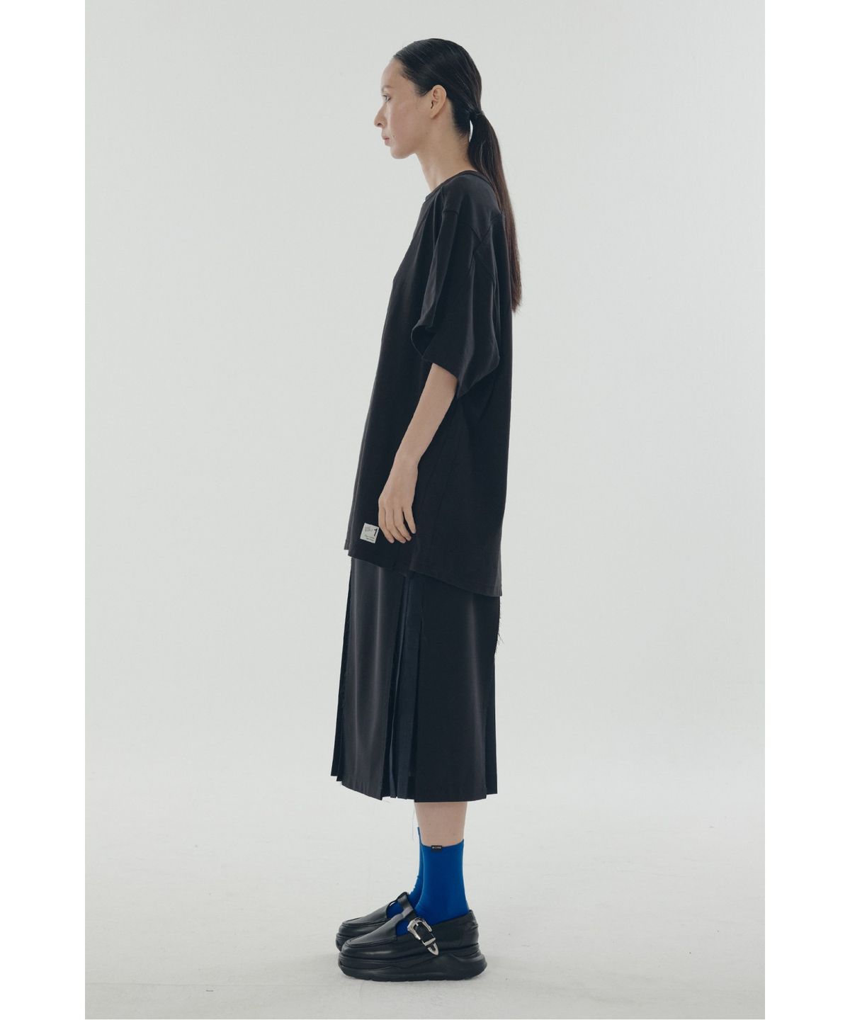 래코드(RECODE) A-Line Slit Pleats Lining Skirt