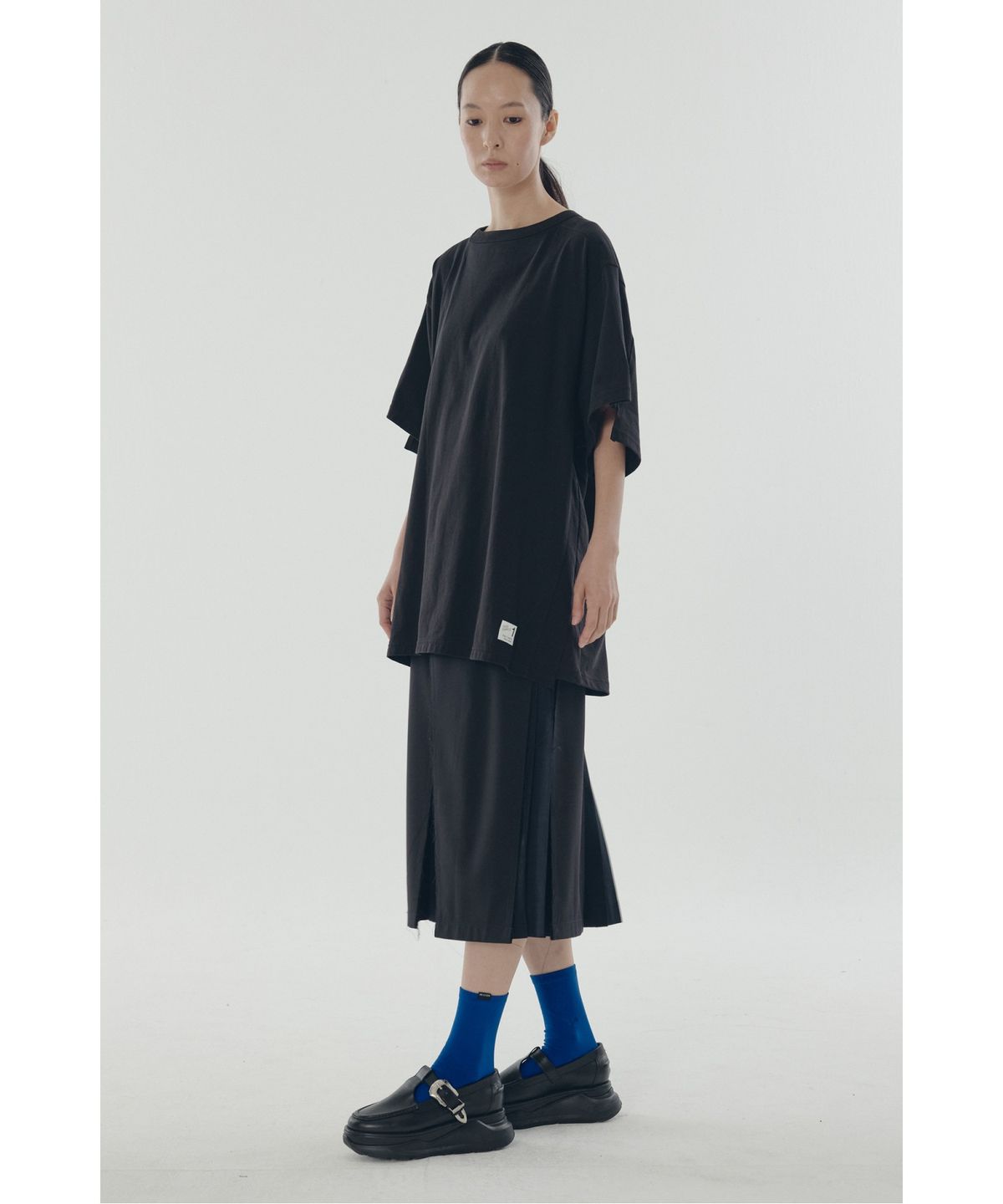 래코드(RECODE) A-Line Slit Pleats Lining Skirt
