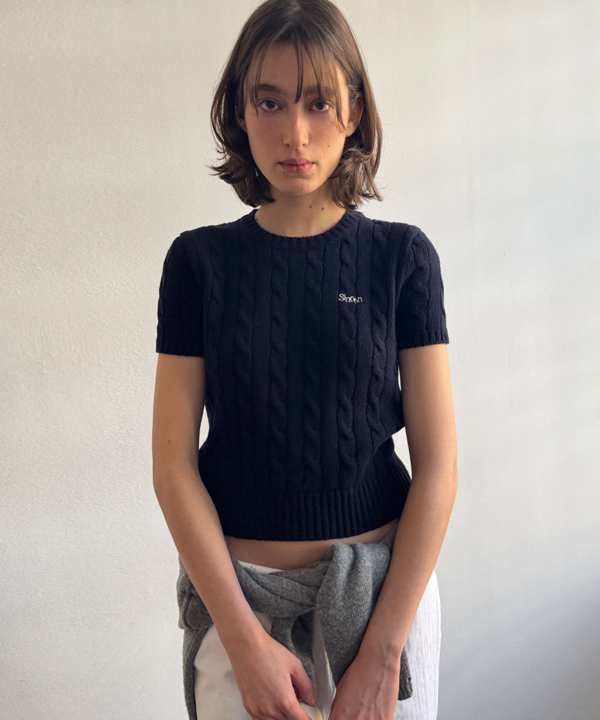 시눈(SINOON) Sinoon Logo Twisted Knit (Navy)