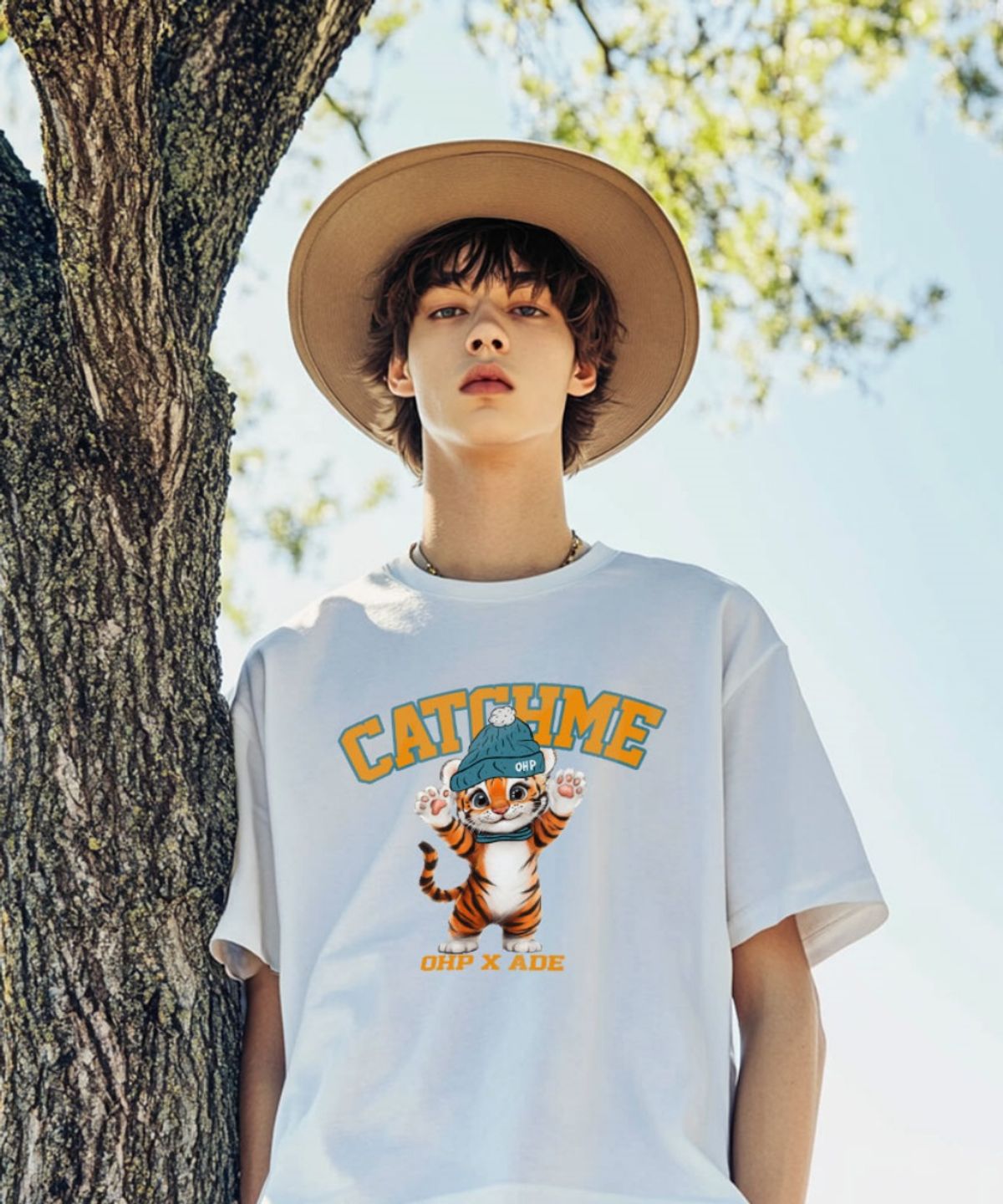원헌드레드퍼센트(OHP) OHPxAIDAEVE4 초록호랑이 세미오버 반팔티