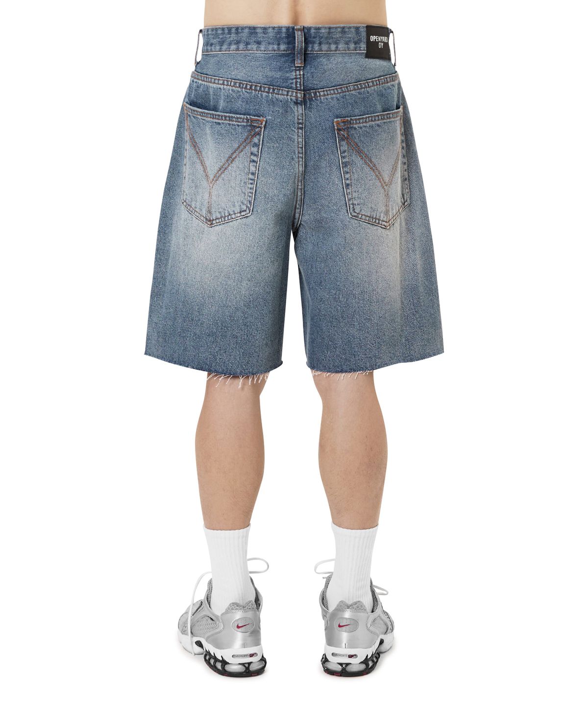 오픈야드(오와이)(OPENYARD(OY)) RAW HEM TAPE DENIM SHORTS - WASHED BLUE
