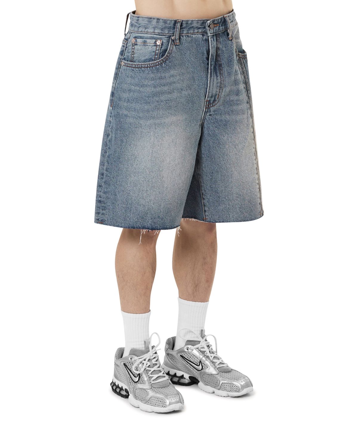 오픈야드(오와이)(OPENYARD(OY)) RAW HEM TAPE DENIM SHORTS - WASHED BLUE
