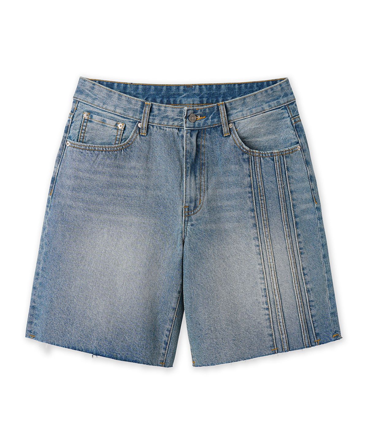 오픈야드(오와이)(OPENYARD(OY)) RAW HEM TAPE DENIM SHORTS - WASHED BLUE