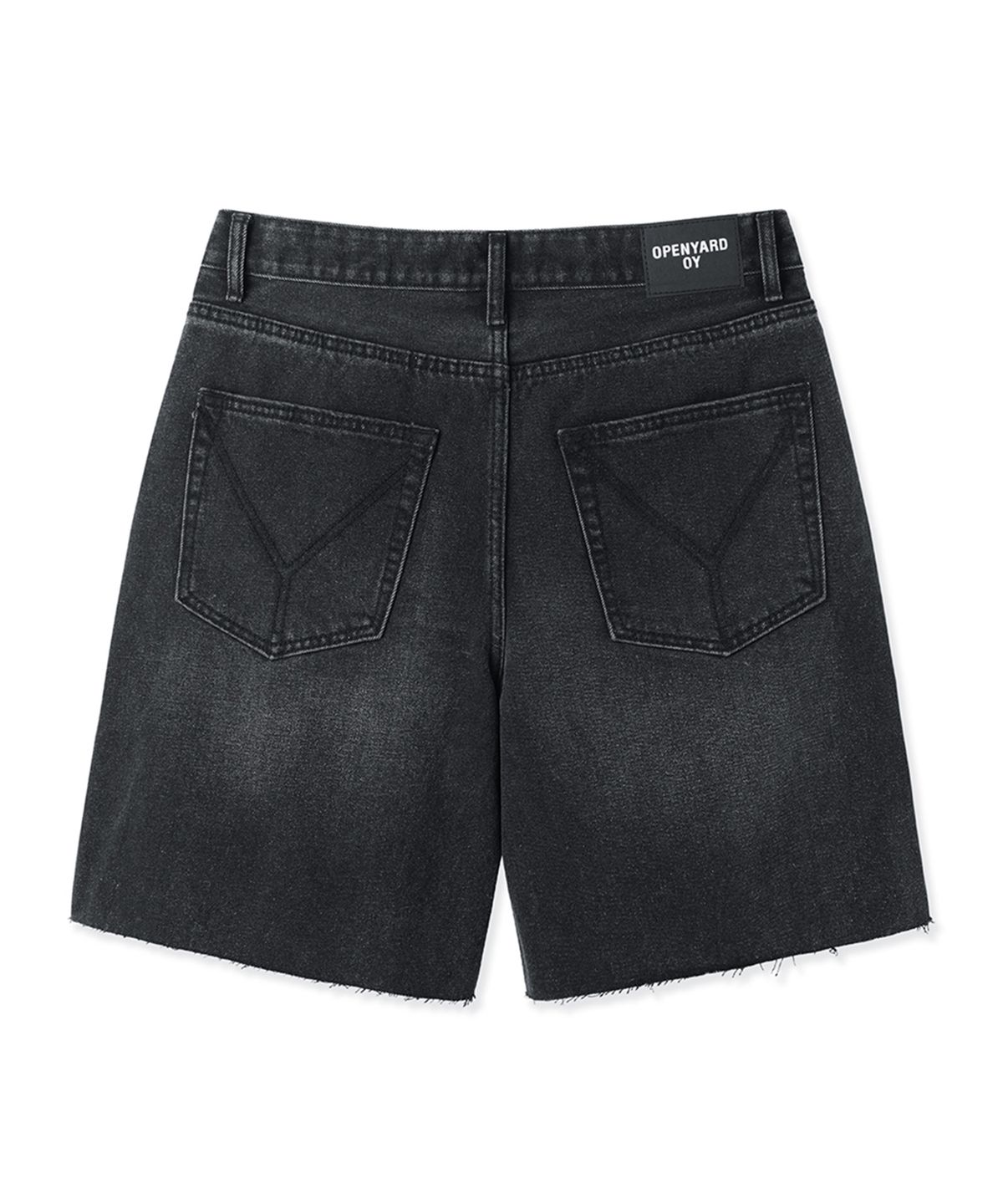 오픈야드(오와이)(OPENYARD(OY)) RAW HEM TAPE DENIM SHORTS - WASHED BLACK