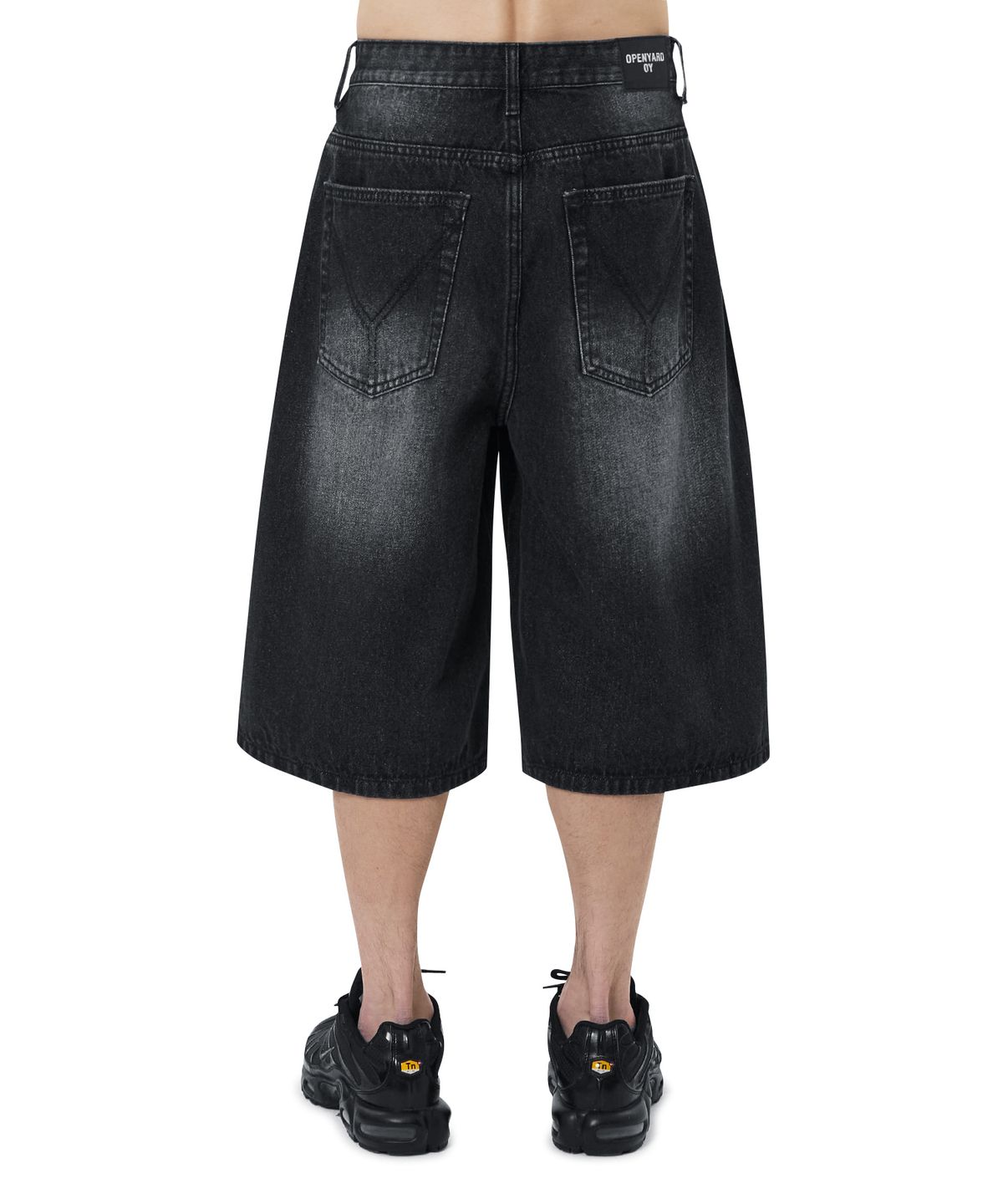 오픈야드(오와이)(OPENYARD(OY)) WIDE BERMUDA DENIM SHORTS - BLACK