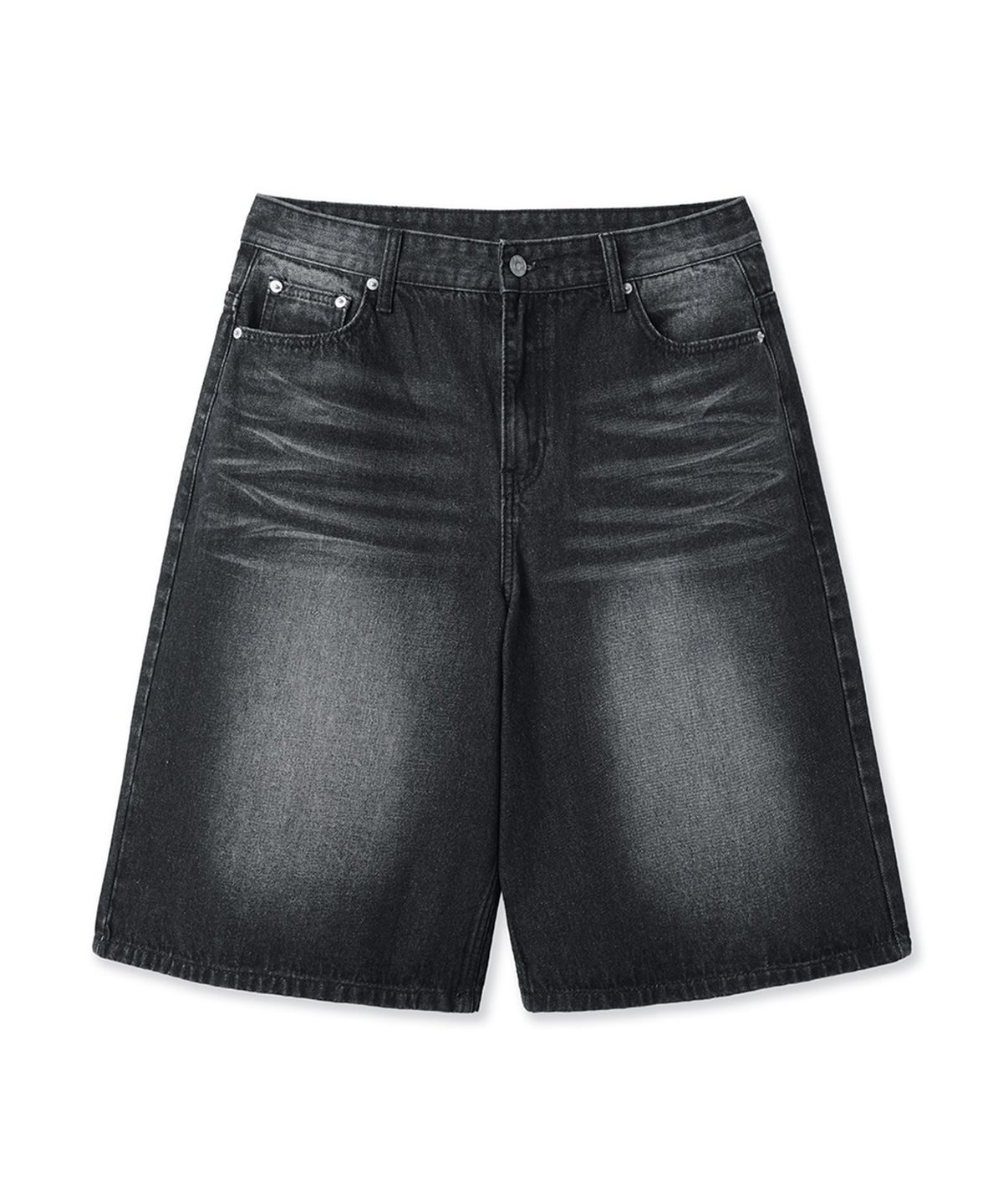 오픈야드(오와이)(OPENYARD(OY)) WIDE BERMUDA DENIM SHORTS - BLACK