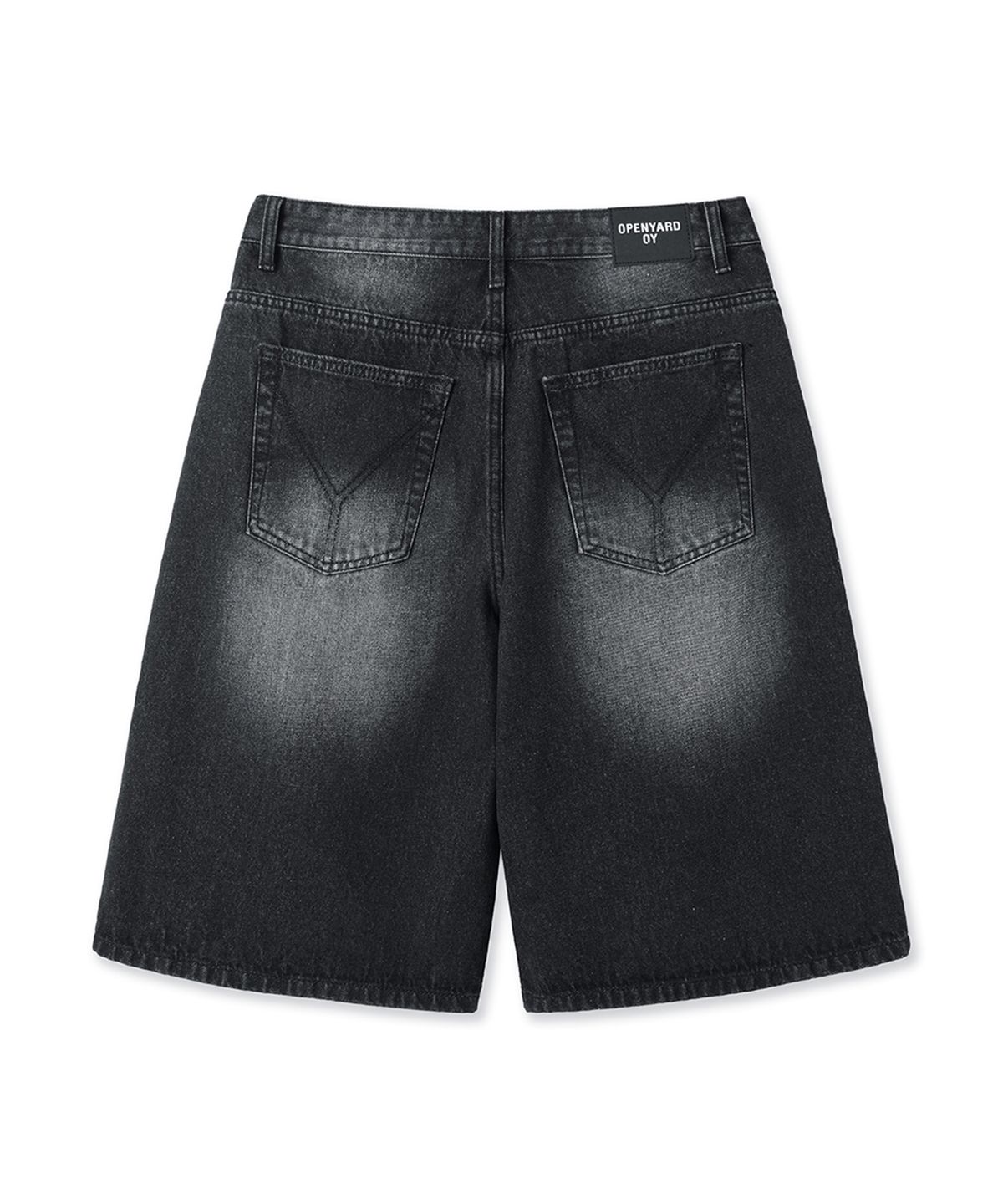 오픈야드(오와이)(OPENYARD(OY)) WIDE BERMUDA DENIM SHORTS - BLACK