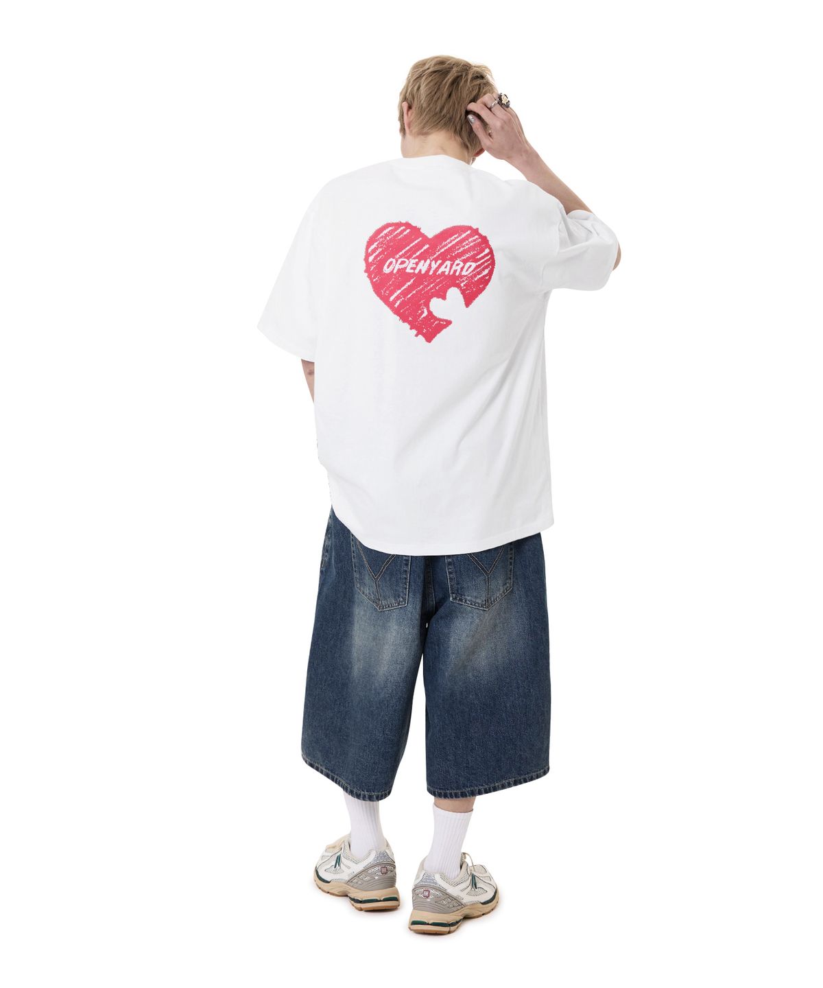 오픈야드(오와이)(OPENYARD(OY)) CRAYON HEART TEE - WHITE