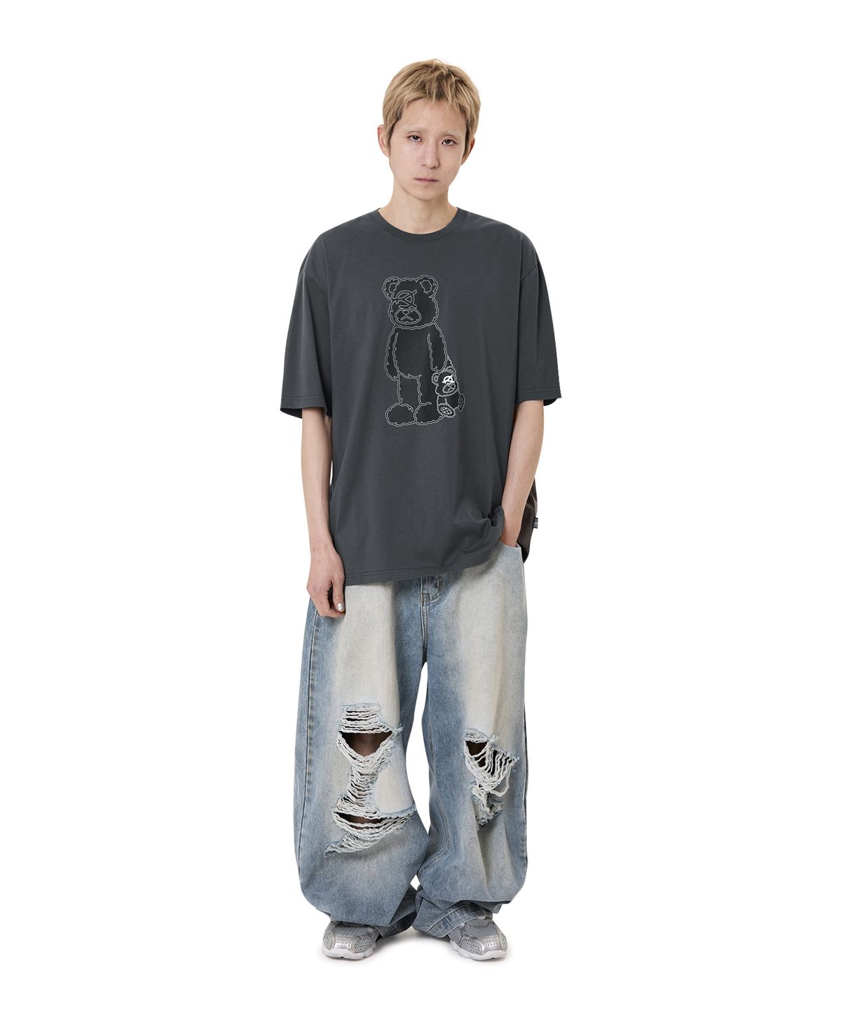 오픈야드(오와이)(OPENYARD(OY)) DOLLY WITH ODOLLY TEE - DARK GREY