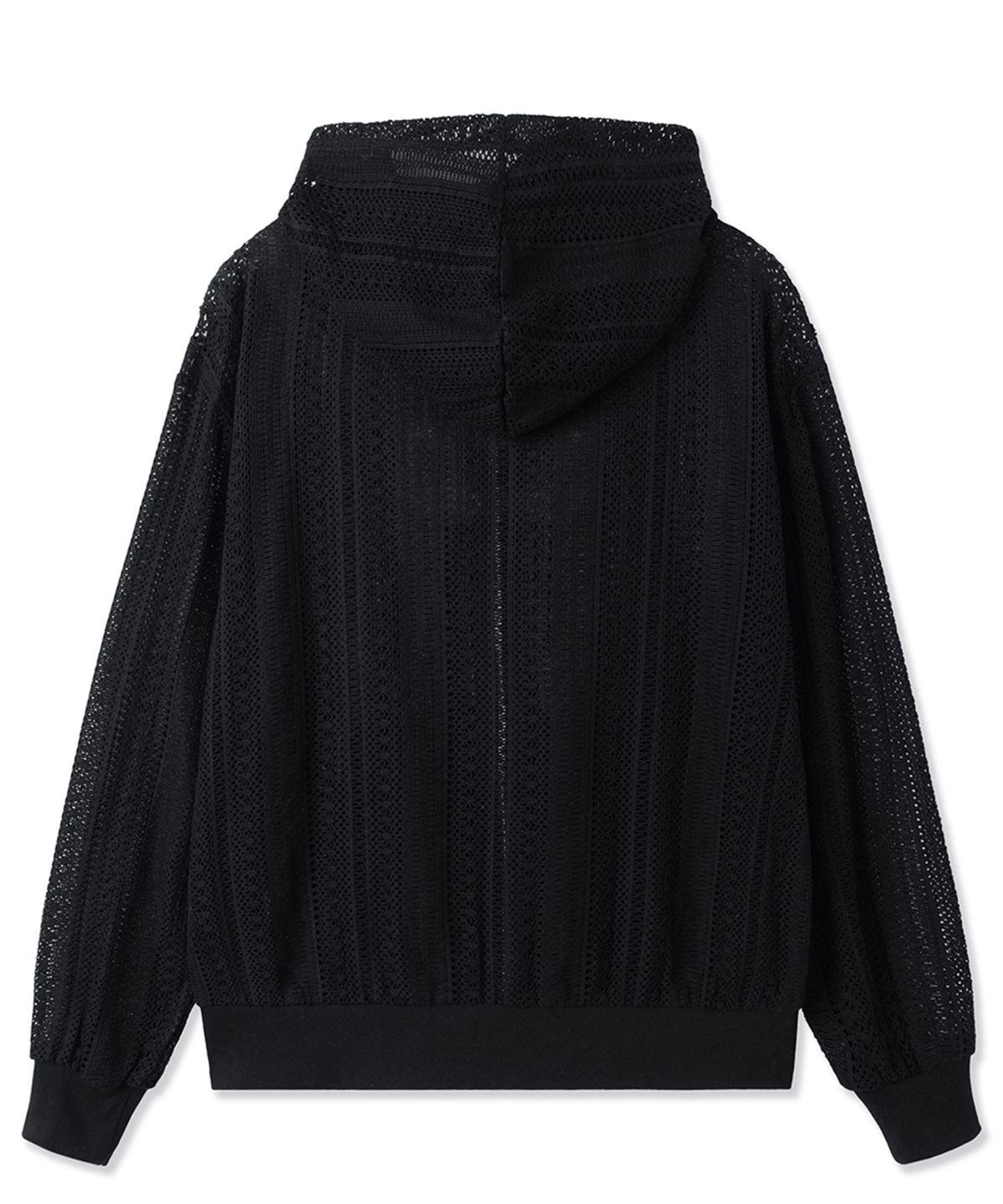 오픈야드(오와이)(OPENYARD(OY)) LOGO CROCHET HOODIE ZIP UP - BLACK