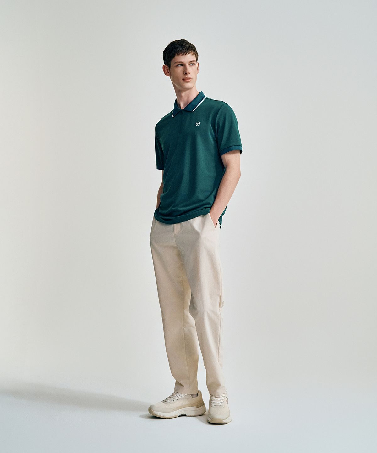 세르지오 타키니(SERGIO TACCHINI) M 카라포인트 지퍼넥 피케 반팔 폴로 (D.Green)