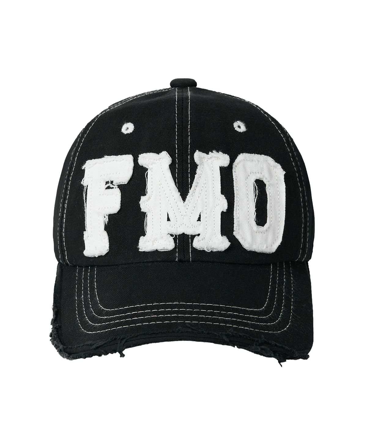 프리마리오(FREEMARIO) FMO 로고 데미지드 볼캡 [블랙]