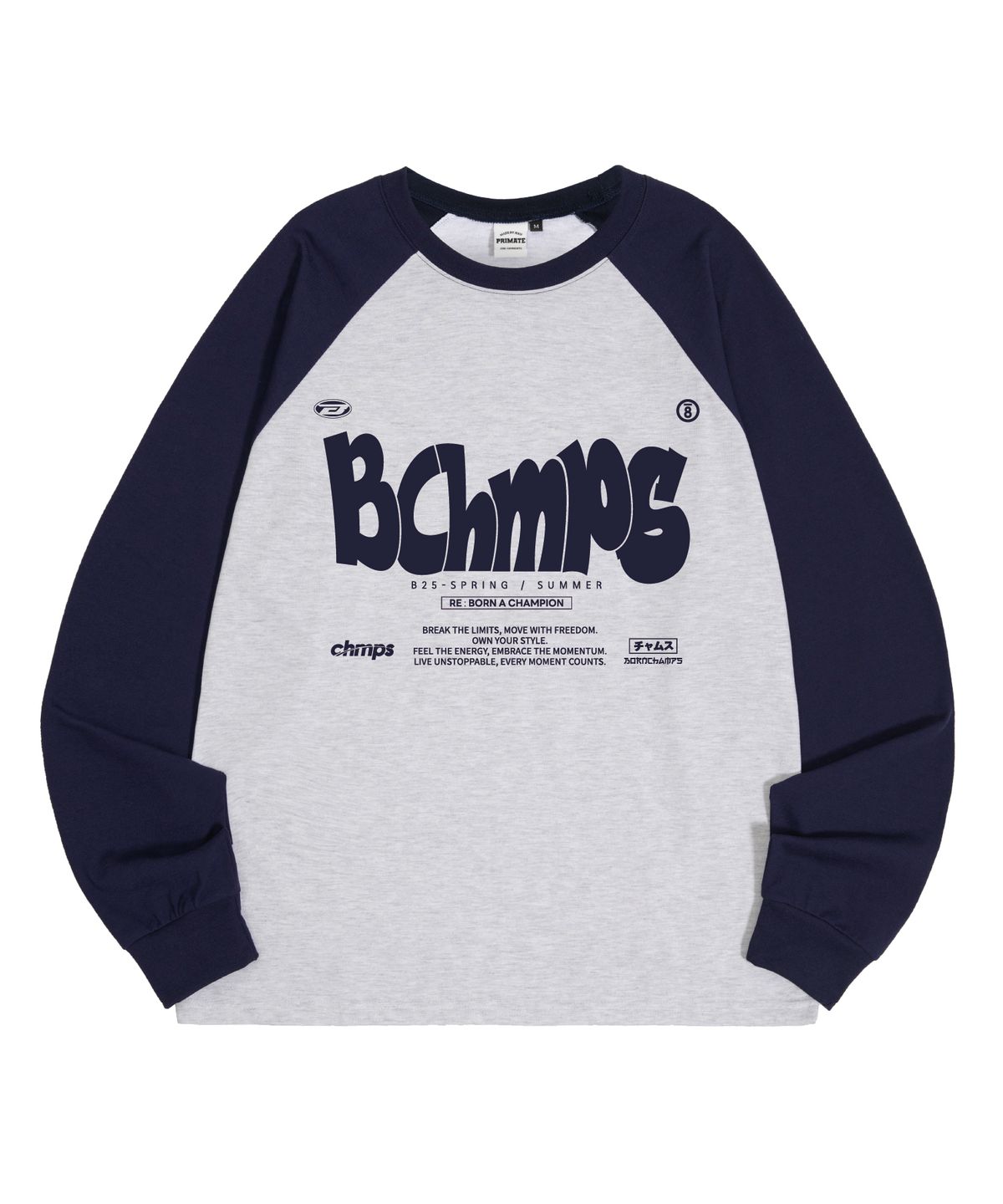 본챔스(BORN CHAMPS) [5 COLORS] BOLD MOTION 래글런 오버핏 롱 슬리브 B25ST25