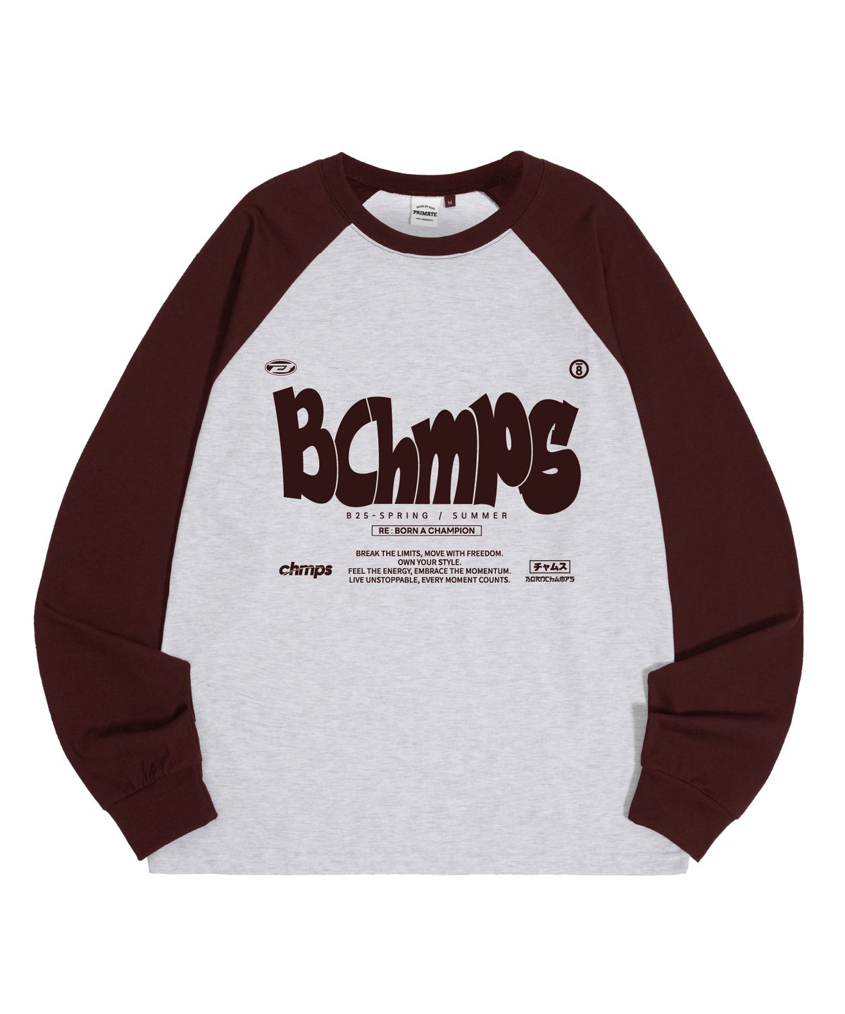 본챔스(BORN CHAMPS) [5 COLORS] BOLD MOTION 래글런 오버핏 롱 슬리브 B25ST25
