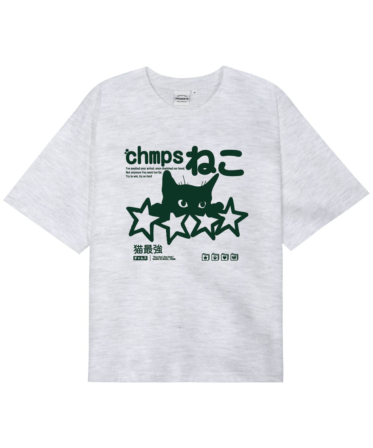 본챔스(BORN CHAMPS) [12 COLORS] CHMPS NEKO 오버핏 반팔티셔츠 B25ST29