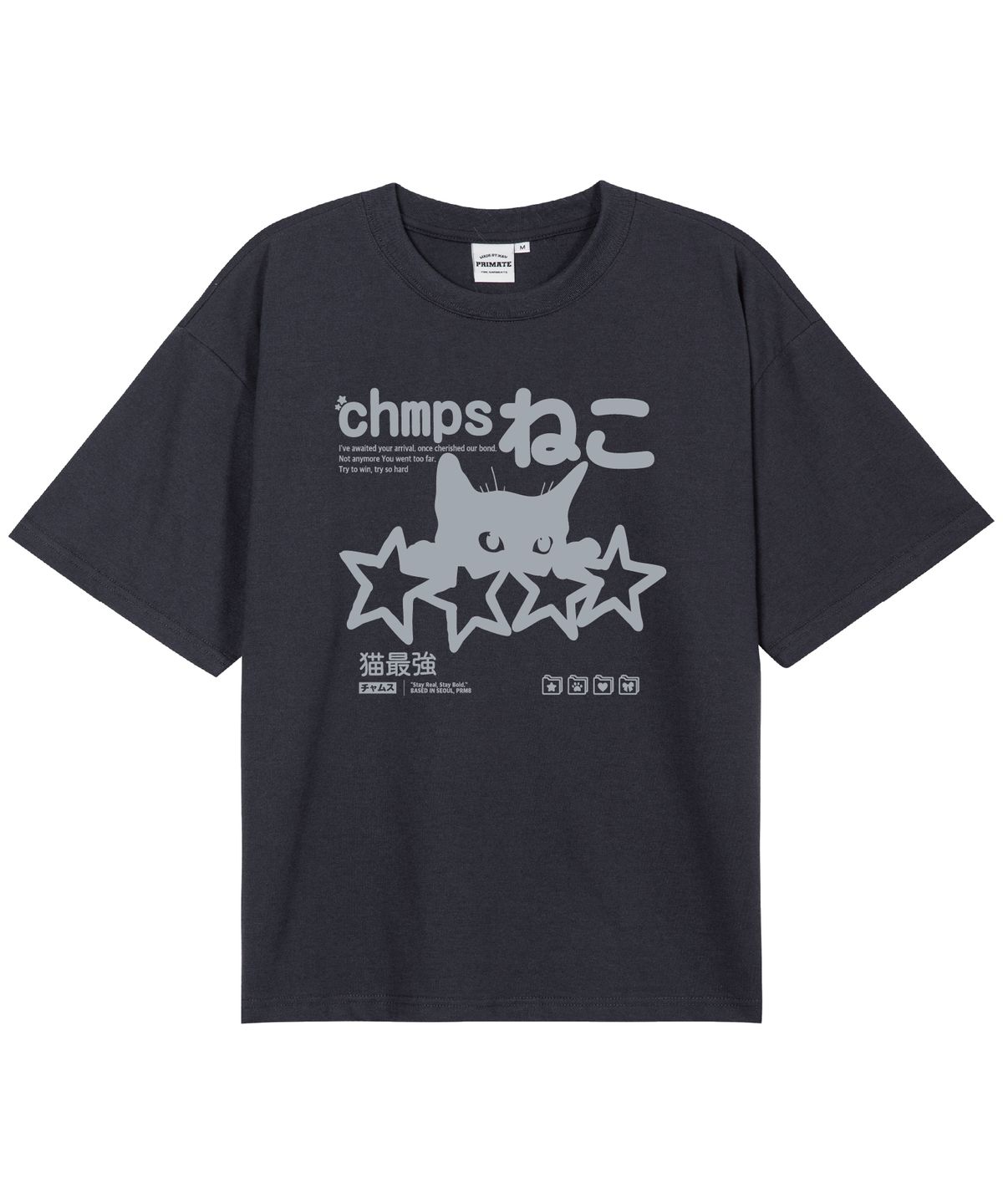 본챔스(BORN CHAMPS) [12 COLORS] CHMPS NEKO 오버핏 반팔티셔츠 B25ST29