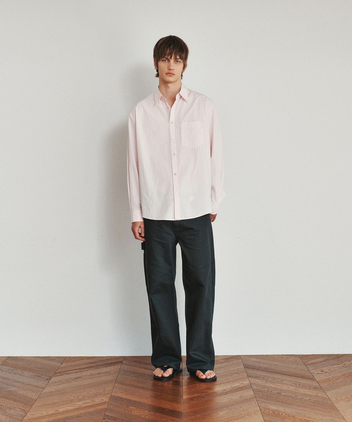 호이테(HEUTE) LONG SLEEVE STRIPE SHIRT (LIGHT PINK)