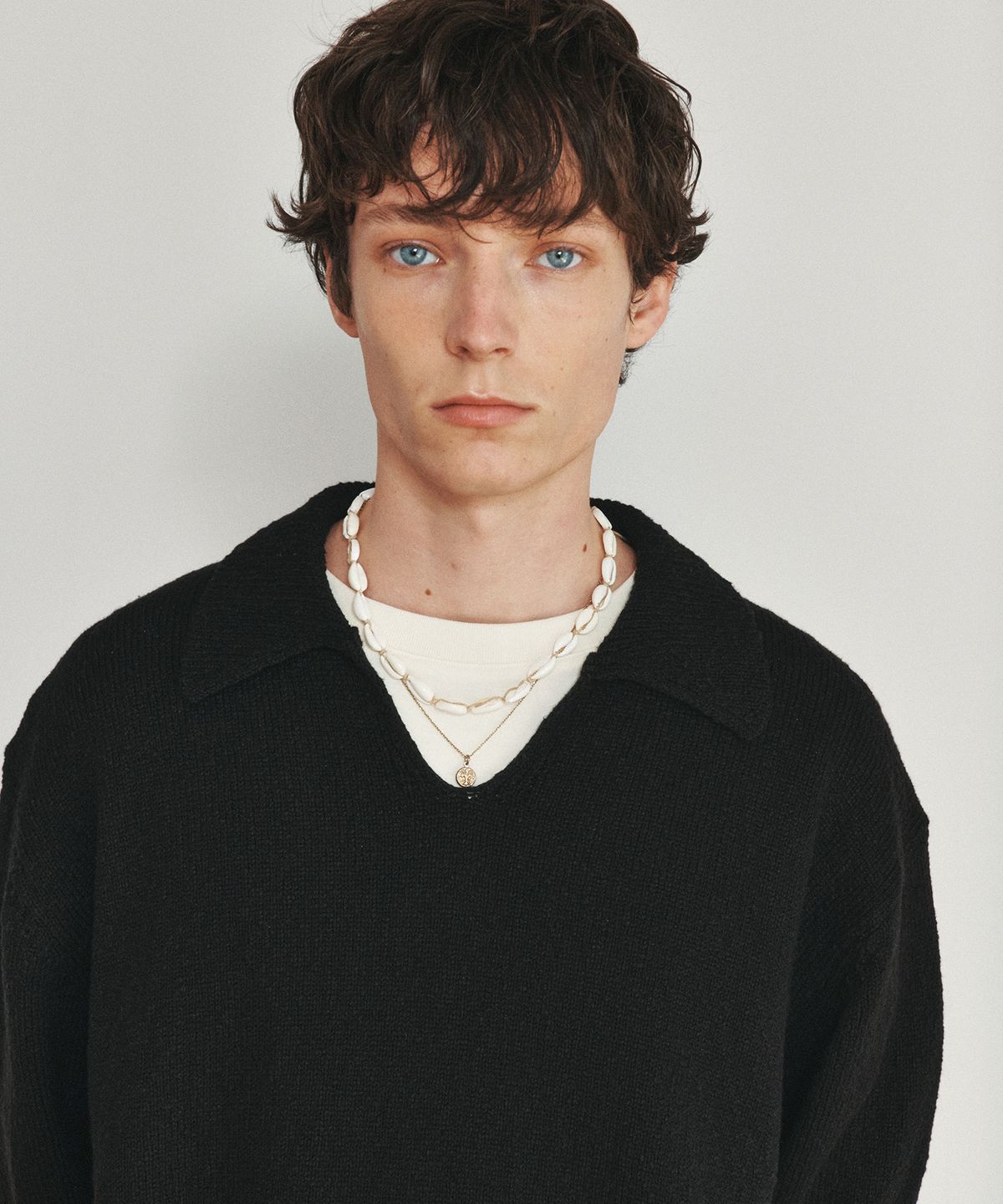 호이테(HEUTE) COTTON KNIT SCALE POLO (BLACK)